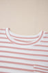 Pink Stripe Waffle Knit Pocketed Half Sleeve Plus Size T Shirt